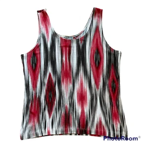Travelers by Chico's Sleeveless Tank Top Shell - Black Red Stripe - Sz 2 / Large - Picture 1 of 7