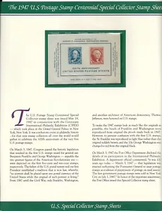 #948 100th Anniv of US Postage Stamps Souvenir Sheet on PCS Info Page - Picture 1 of 2