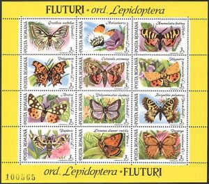 Romania 1991 Butterflies/Insects/Nature/Butterfly 12v sheet ref:b38