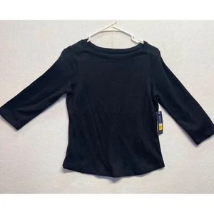 Black Women's Top Blouse NWT No Label Size Petite Medium - Picture 1 of 8