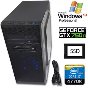 NEW Windows XP Retro Gaming PC Tower - i7-4770k, 256GB SSD, GTX 750Ti, 4GB Ram - Picture 1 of 9