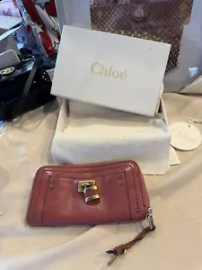 Chloe Paddington Leather Zip Around Long Wallet Purse Mauve Padlock Key - Picture 1 of 11