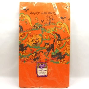 Vintage 50s Halloween Crepe Paper Tablecloth Mary Dorman 96" x 54" SEALED USA - Picture 1 of 8