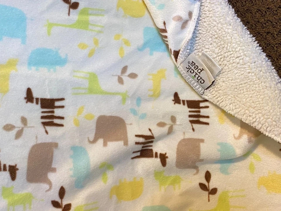 M7 CHICK PEA Safari Jungle Zoo Animals Plush Velour Sherpa baby Crib Blanket - Image 1 of 3