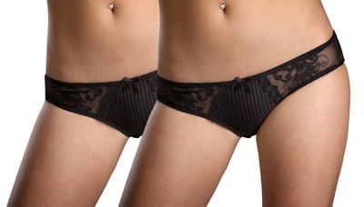 Alegro Lingerie Fleur de Leis Cheeky Satin Brief Bikini Panty 9052D 2PACK - Image 1 of 2