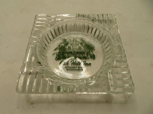 Vintage Glas Aschenbecher 4 Zoll quadratisch Eiche Hill Inn Massachusetts - Bild 1 von 2