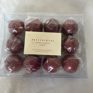 NIB Pottery Barn 1 Dozen Red Sphere Candles Bougie 1.3” Diameter - Picture 1 of 6