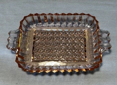 Jeannette Windsor Diamond Pink Depression Glass Nappy Trinket Tray with Handles - image 1 of 4