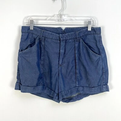 Helmut Lang Womens Size 28 Chambray Folded Hem Pleated Shorts - Image 1 of 4
