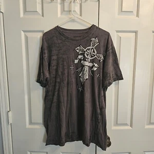 Raw State Premium T-Shirt Mens Size XL Velvet Y2K Graphic Cross Affliction - Picture 1 of 6
