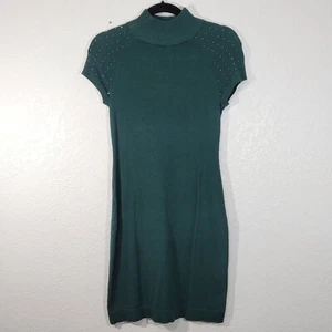Women's Apt 9 Dark Green Short Sleeve Sweater Dress Size XS sequin Fall Holiday - Picture 1 of 9