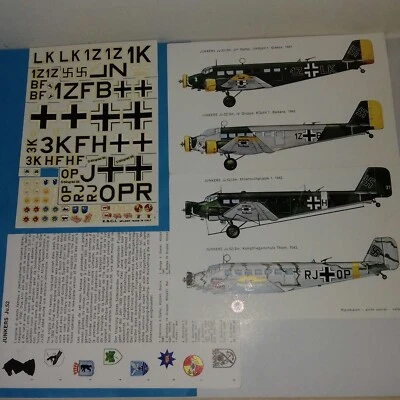 JUNKERS 52 TANTE JU,  LUFTWAFFE  DECAL 1/72 ESCI  PARZIALE - Immagine 1 di 2
