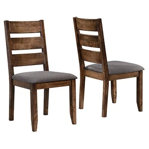 Farmhouse Solid Wood Dining Room Chairs Set of 2 Gray Fabric Seat Coaster 106382 - Picture 1 of 6