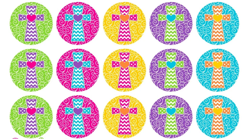 Imagens de tampa de garrafa, imagens de colar, imagens de círculo de 1 em, pré-cortadas, cruzes fofas - Imagem 1 de 1