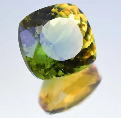 Natural Bi-Color Tourmaline 13.50 Ct Cushion Cut Rare Certified Loose Gemstone - Image 1 of 4