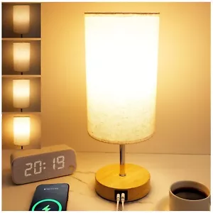 Bedside Table Lamp for Bedroom - 4 Way Dimmable Touch Lamp with USB and Type-... - Picture 1 of 7