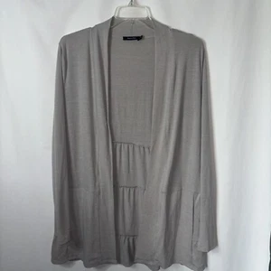 Doe & Rae graue Damen-Cardigan abgestufter Rückenschal Fronttaschen groß - Bild 1 von 3