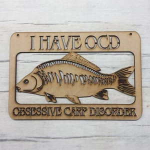 OCD - 'Obsessive Carp Disorder' door plaque MDF Wood Base Wooden Blank Craft - Picture 1 of 2