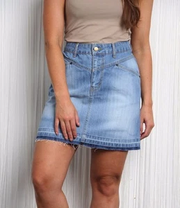 Womens Ladies Frayed hem Denim Mini Skirt Yoke Detail Fray Hem-Yoko fray - Picture 1 of 4