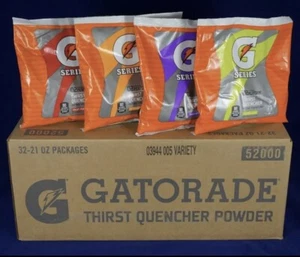 GATORADE POWDER VARIETY, DRINK MIX, YIELDS 80 GALLON, 21 OZ POUCHES (CASE OF 32) - Picture 1 of 5