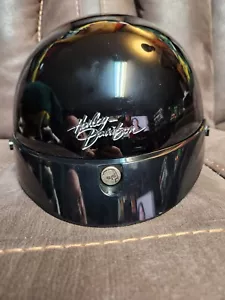 Harley Davidson HD-2 Half Shell Black Flames Helmet Size Large w/ Bag - Picture 1 of 7