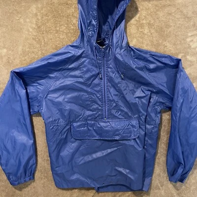 TOTES Rain Coat Womens Sz L Royal Blue Hooded With Large Pocket  Zipper Jacket - Image 1 of 4