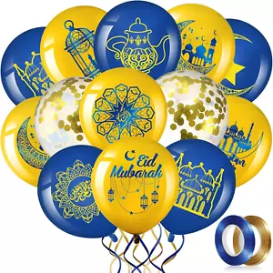 60 Pcs Ramadan Mubarak Balloons Eid Mubarak Party Decor Gold Confetti Balloon Mu - Picture 1 of 12
