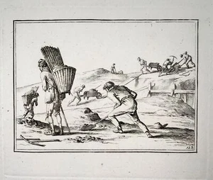 1790 c Navvy, Labourer, trades, burin etching by Duplessis-Bertaux - Picture 1 of 2