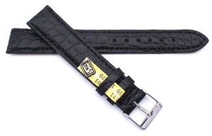 XL Uhrenband echt Kroko 18mm /16 Uhrband black Louisiana Alligator Made Germany - Picture 1 of 3