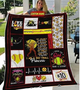 Life Love Softball Sports Gift for Girls Softball blanket Softball Blanket,,new - Picture 1 of 2