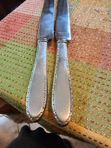 2 Dinner knives 8 3/4" MANCHESTER by MANCHESTER STERLING SILVER Art Deco 1932 - Picture 1 of 11