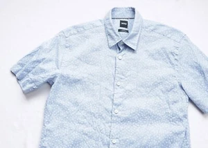 Hugo Boss Ross_F Stretch LINEN Shirt mens Short Sleeve top size M Medium SLIM - Picture 1 of 9
