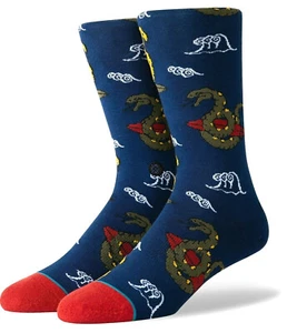 STANCE Get Snaked Crew Socks sz L Large (9-12) Navy Blue Snakes Surfboards - Picture 1 of 2