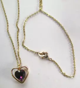 Vintage krementz purple Glass heart pendant necklace 17" - Picture 1 of 5