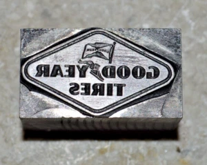 GOOD\YEAR REIFEN Wingfoot & Flagge Logo - Vintage Letterpress Druckerblöcke - - Bild 1 von 8