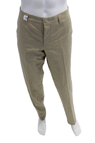 Pantalone elegante Prada uomo chiusura bottoni a pressione piatto davanti gamba dritta beige taglia 52