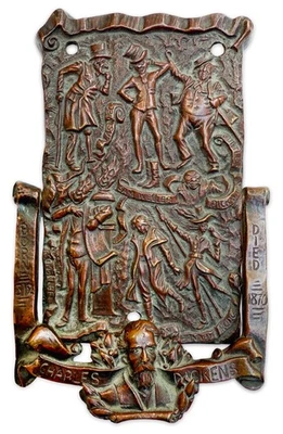 Early 1900s Art Nouveau CHARLES DICKENS & CHARACTERS Bronzed Brass Door Knocker - Image 1 of 4