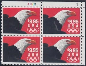 US Stamp #2541 Bald Eagle Express Mail VF NH Plate Block of 4 - Picture 1 of 2