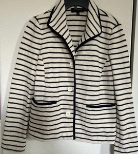Blazer tejido náutico Talbots para mujer azul a rayas talla S preppy costero elegante - Imagen 1 de 9