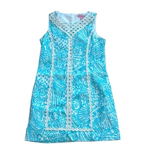 LILLY PULITZER Blue and White Summer Shift Dress Girls Size 14 Beach - Picture 1 of 8
