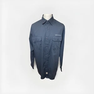 Carhartt Shirt Mens XL Navy Blue Company Workwear Long Sleeves Thick Cotton - Picture 1 of 11
