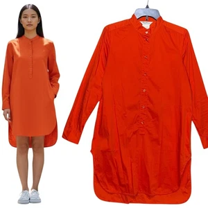 Max Mara Hemdblusenkleid 6 rot langarm halber Knopf minimalistisch geschwungener Saum - Bild 1 von 12