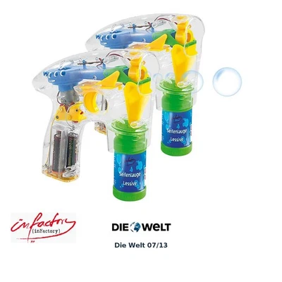 infactory 2er-Set Seifenblasenpistolen mit LEDs je inkl. 2x Seifenblasenlösung - Bild 1 von 3