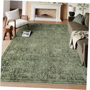Washable Area Rug 8x10, Vintage Rugs for Living Room Rugs Non Slip Farmhouse - Picture 1 of 8