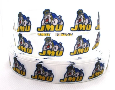 James Madison University 7/8" Grosgrain Ribbon YOUR CHOICE: 5 or 10 Yards (JMU) - Image 1 of 3