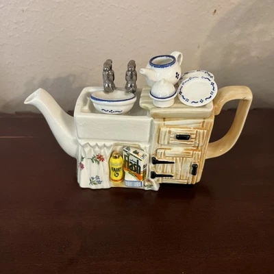 Vintage Made in England Paul Cardew Mini One Cup Kitchen Sink Teapot Rare Nice! - Image 1 of 4