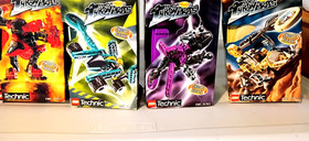 Lego Technic Throwbots Lot of 4 -8500-8502-8506-8507 with Cases, 2 Discs