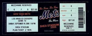 Eric Stultz MLB Win #1 Mets Dodgers Shea Stadium Unused Ticket Stub 9/10/2006 - Picture 1 of 2