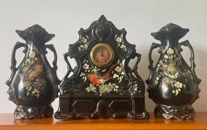 Vintage Royal Staffordshire? Porzellan Vögel Manteluhr und passende Vasen - Bild 1 von 23
