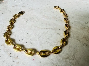 Vintage Trifari goldfarben Mariner Gliederarmband 6,5 Zoll - Bild 1 von 8